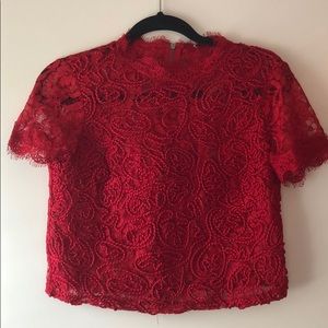 Red Lace zip up top